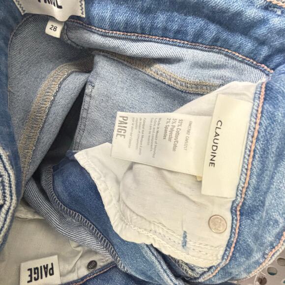 PAIGE Claudine High Waist Flare Jeans Darling wSiesta Hem Frayed Hem Size 28 - Picture 8 of 8